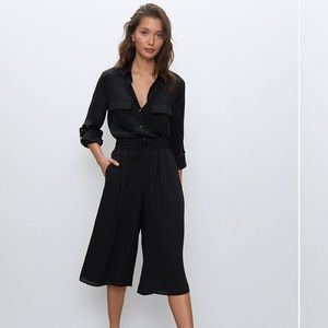 Aritzia Babaton Silk Button Up Shirt Black XS